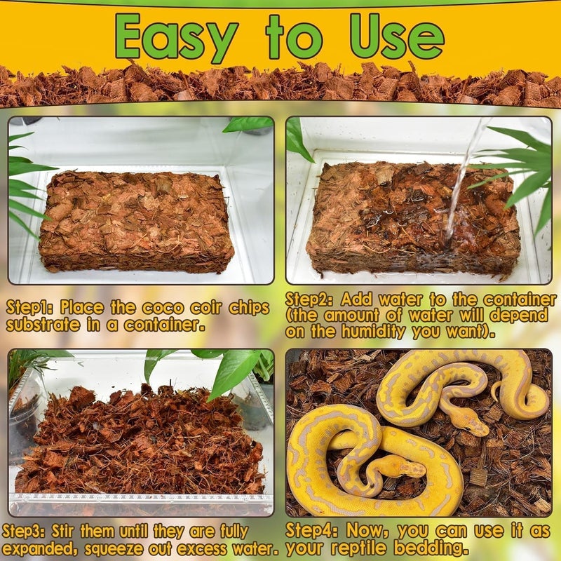 Halatool 2 Pack Snake Bedding Natural Coconut Chips Substrate Coco Husk for Reptiles Tank Terrarium Substrate for Ball Python Frog Gecko Hermit Crab Tortoise - Image 5
